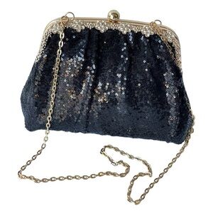 Black Clutch Purse Sequin Glitter Formal Evening Bags Bridal Prom Crossbody bag